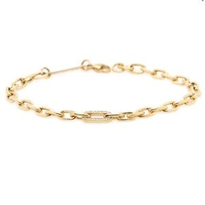 Zoe Chicco 14k yellow gold chain bracelet with pave diamond link